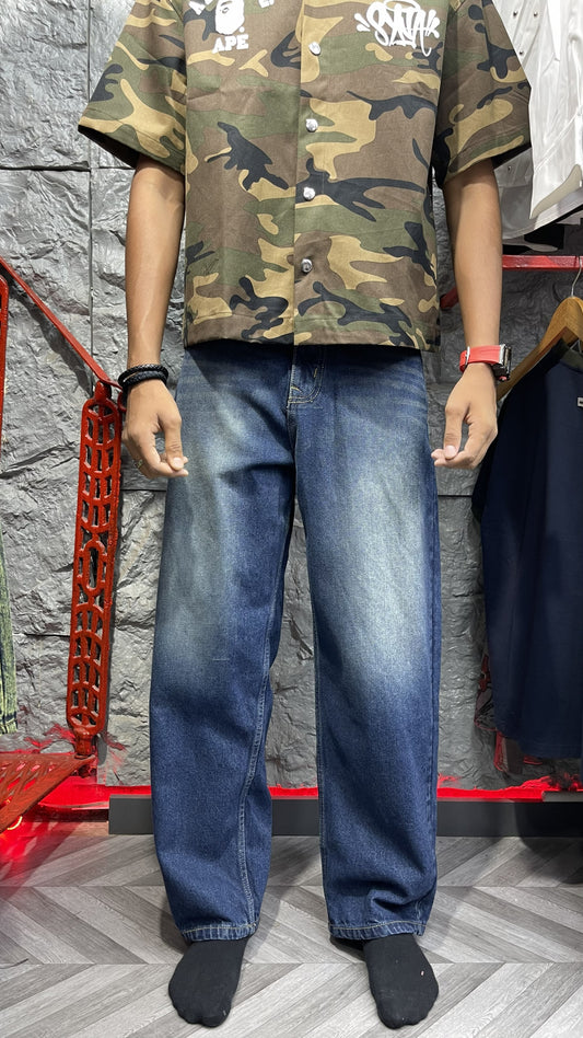 Vertical Fade Baggy Jeans | Old-School Indigo