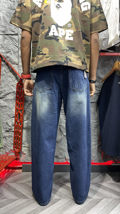 Vertical Fade Baggy Jeans | Old-School Indigo