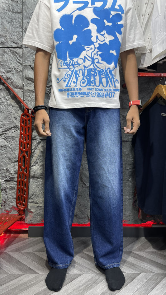 Vertical Fade Baggy | Mid-Wash Blue